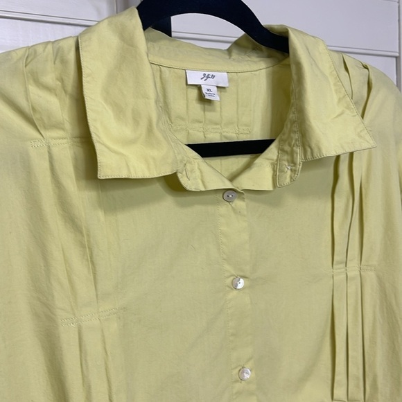 J.Jill Women's Classic Pleated Button Down Shirt Plus Sz XL Chartreuse Yellow - Picture 2 of 12